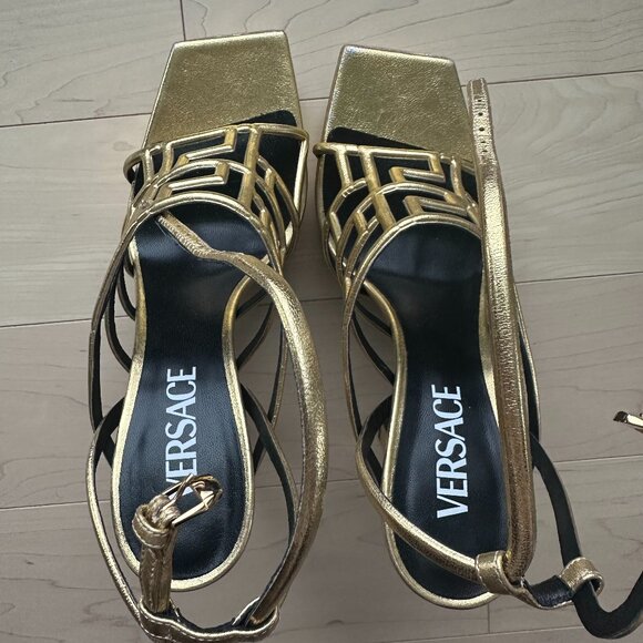 Versace Gold Platform Heels - Picture 1 of 11
